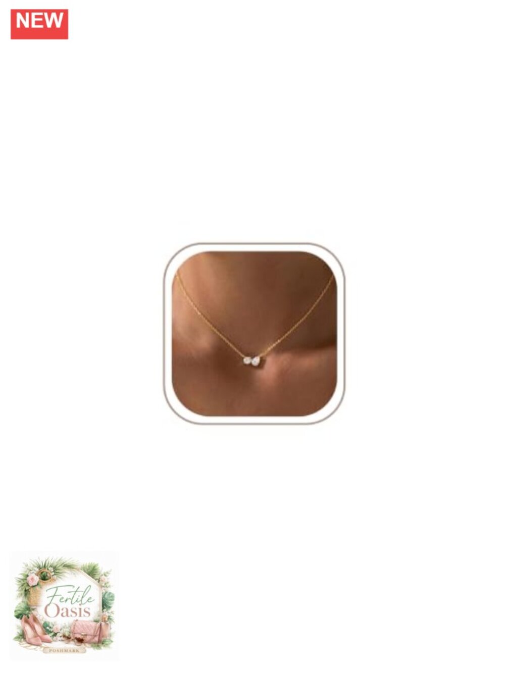 14K Gold Plated Cubic Zirconia Pendant Necklace for Women Adjustable